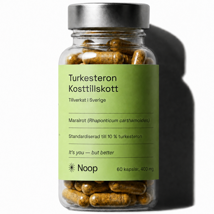 Noop Turkesteron från maralrot – glasburk med grön etikett, standardiserad till 10 %, 60 kapslar à 400 mg