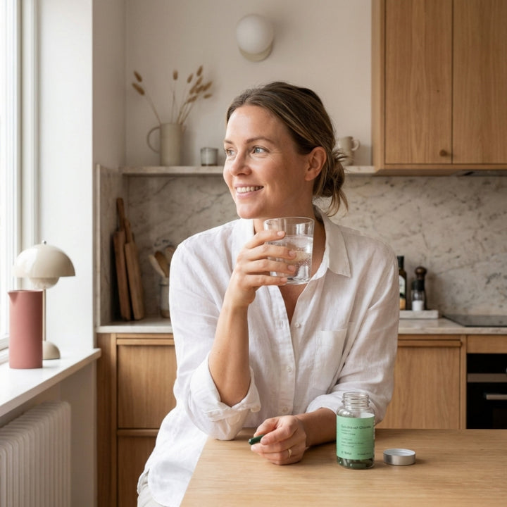 Noop Spirulina & Chlorella livsstilsbild 2 – växtbaserat tillskott för immunförsvar