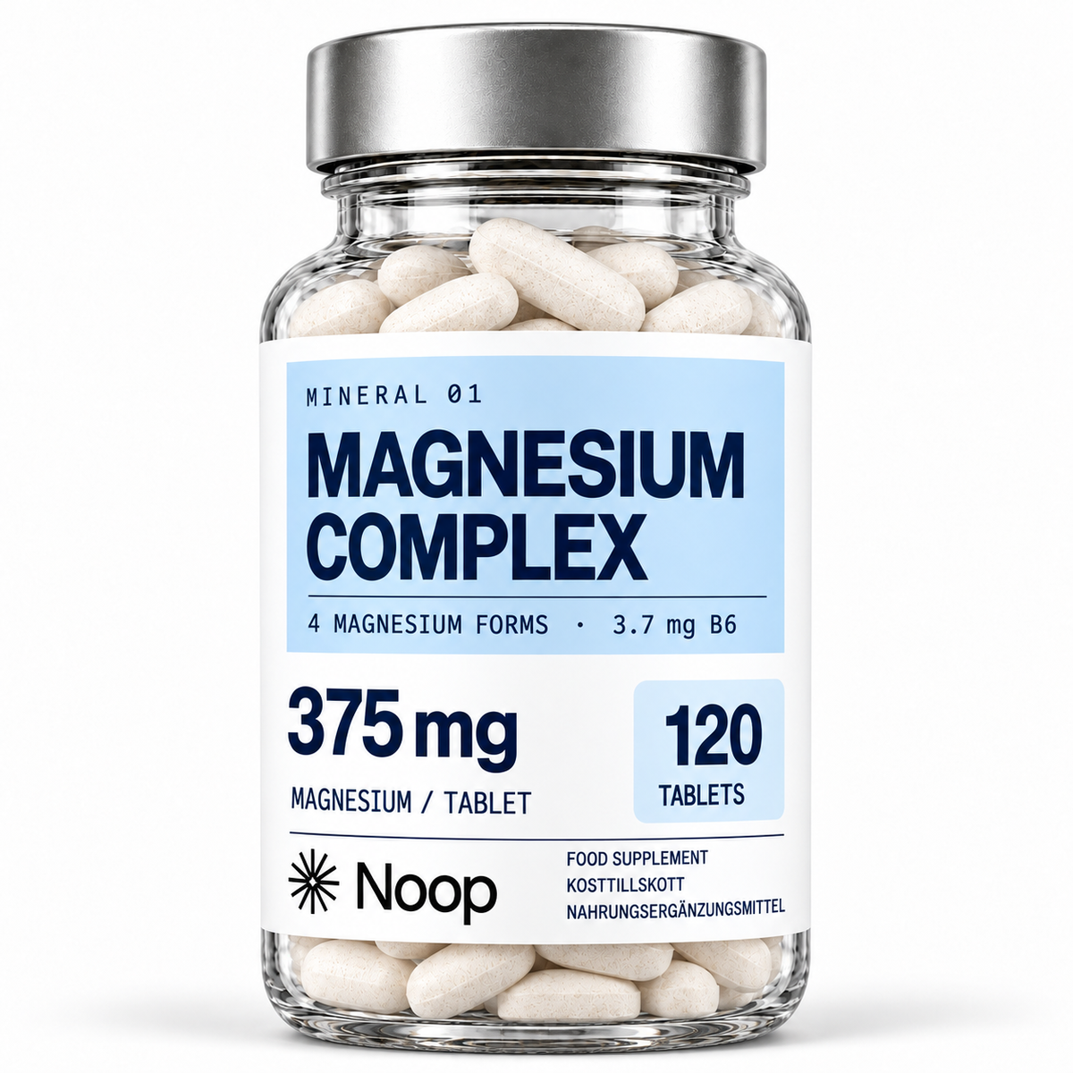 Noop Magnesium Komplex 375 mg, 120 tabletter – framsida