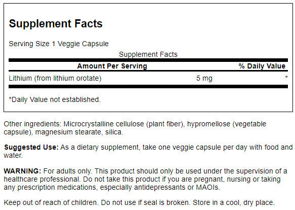 Litiumorotat 5mg - 60 kapsler Swanson
