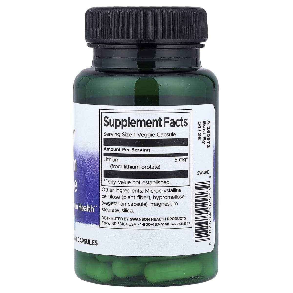 Litiumorotat 5mg - 60 kapsler Swanson
